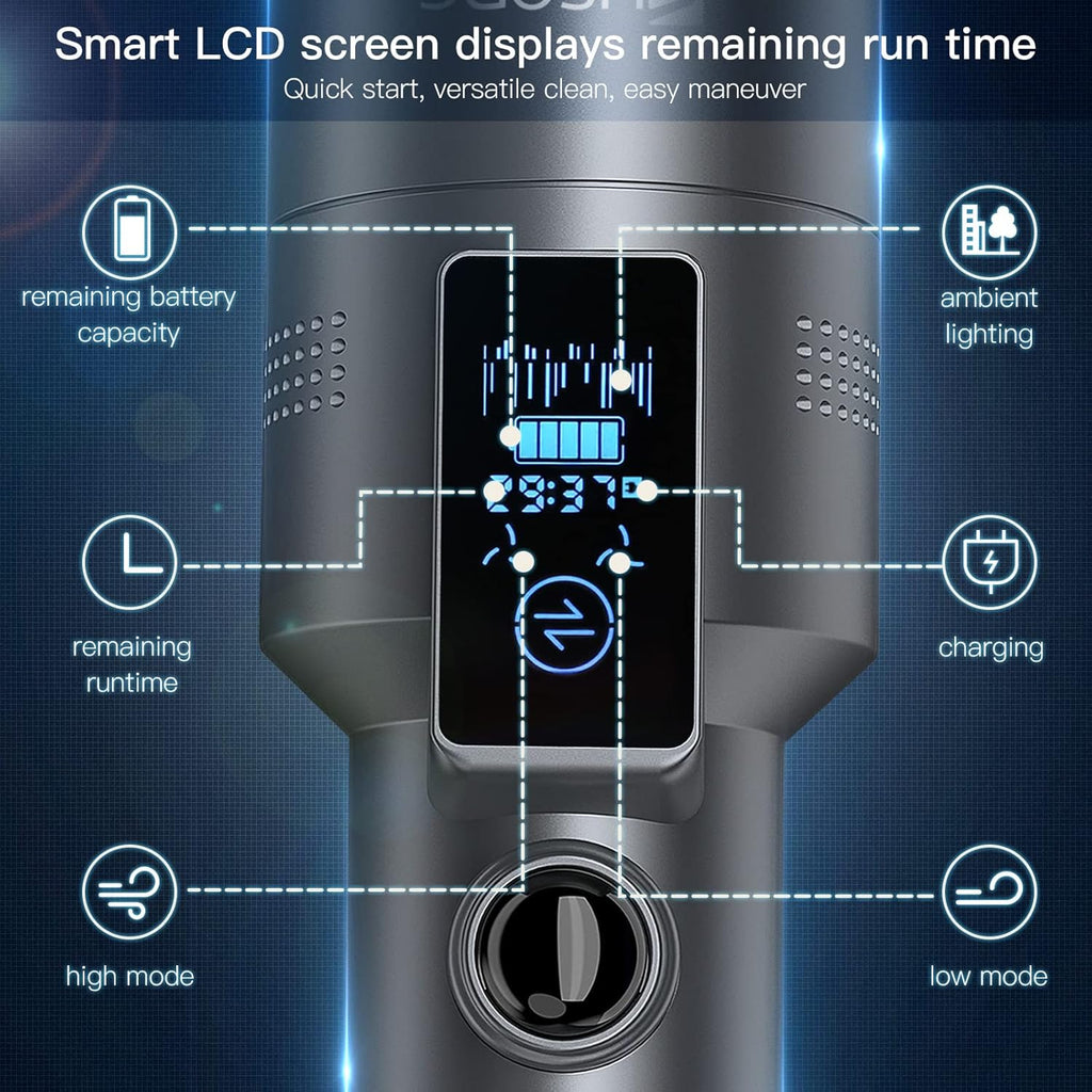 Handheld Cordless Vacuum, 15Kpa Suction, 30Min Run Time, 1.1 Pounds, LCD Display N746226