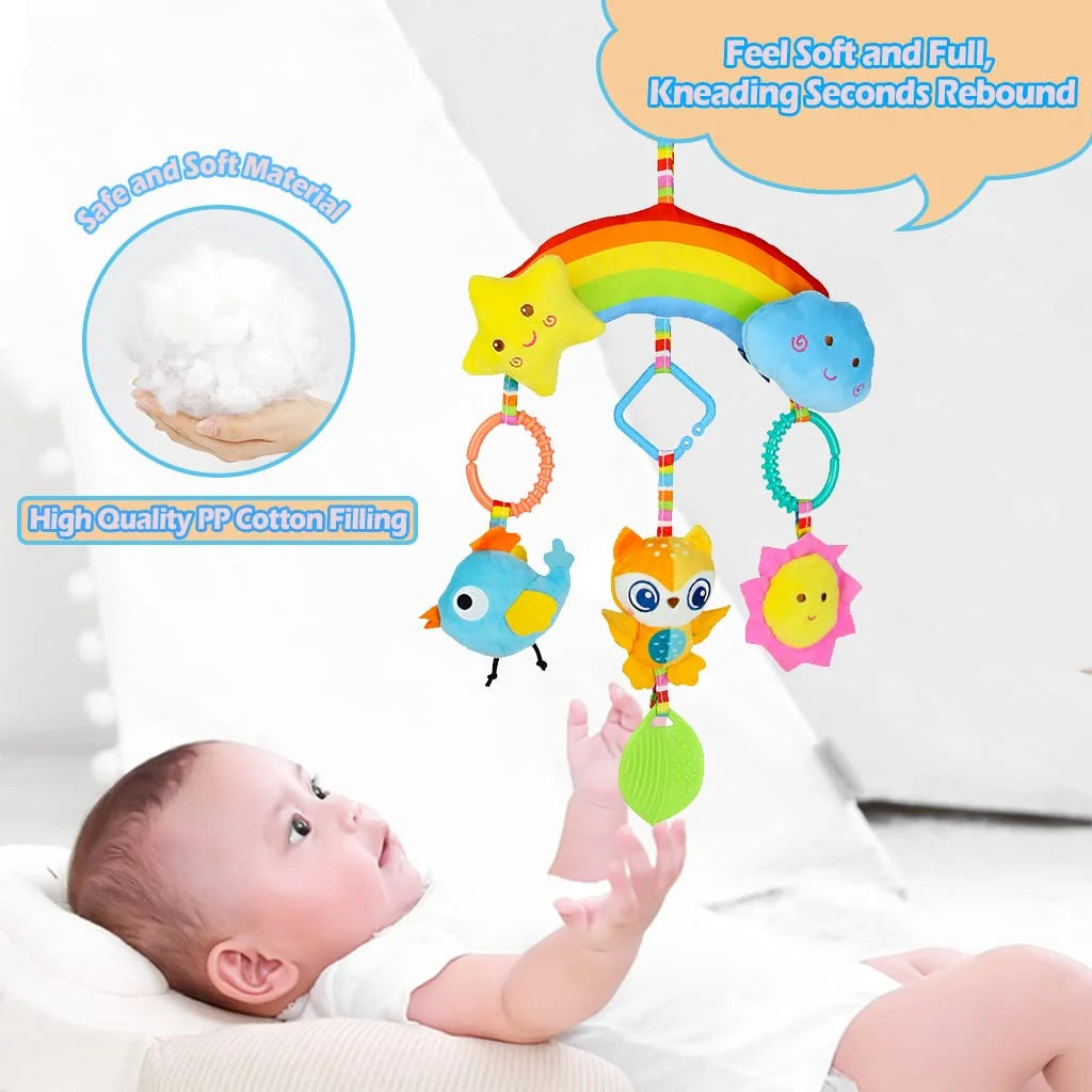 Rainbow Hanging Plush Crib Toys with Teether O137