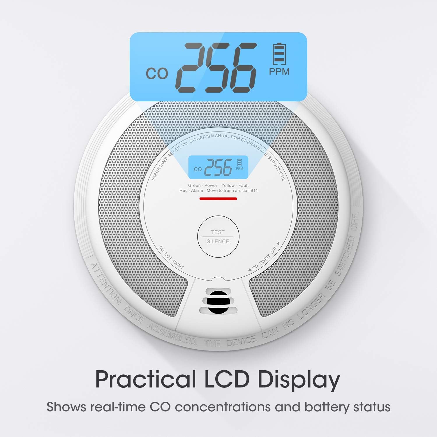 10-Year Battery Smoke Carbon Monoxide Detector Alarm with CO Readings A312501