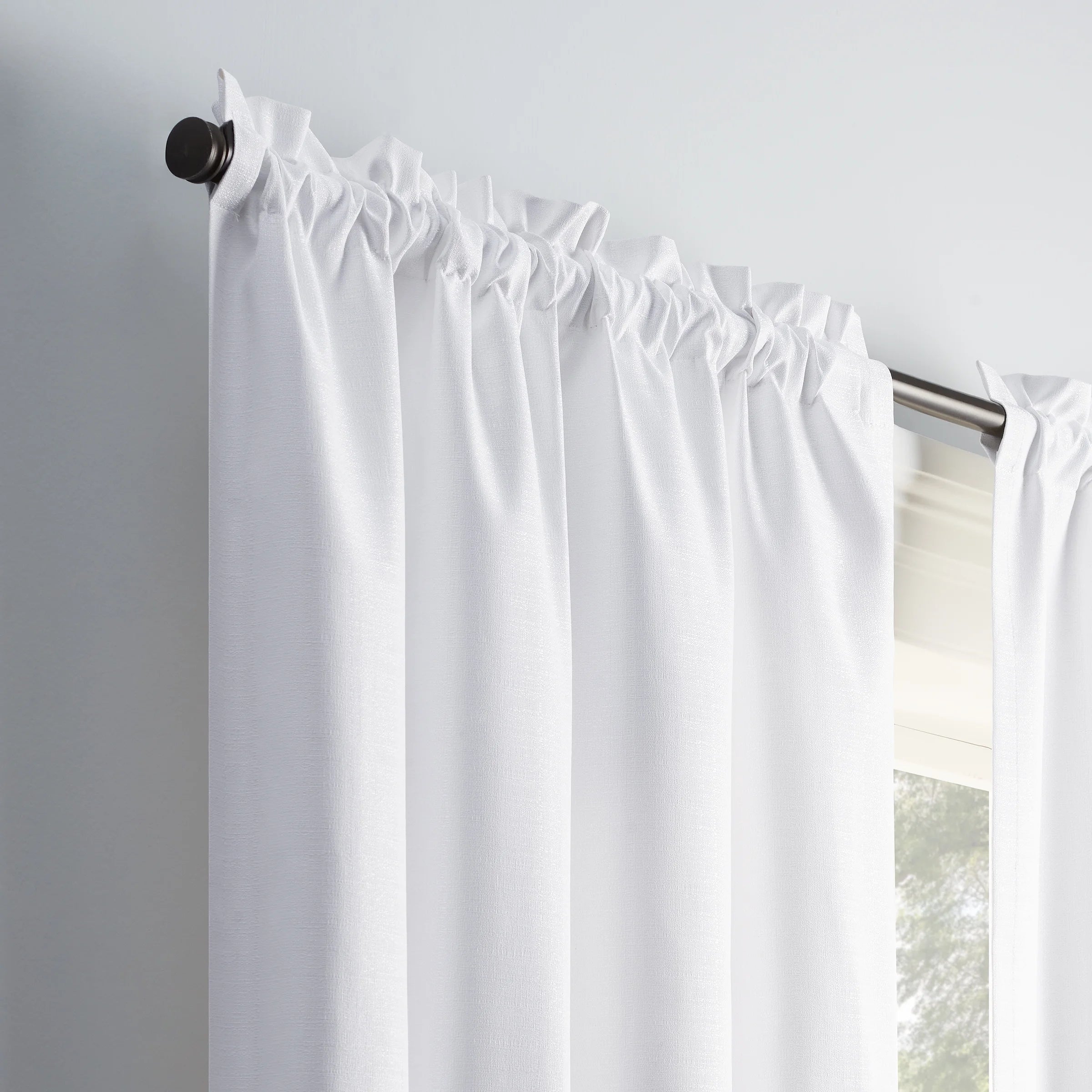 White Rod Pocket Single Curtain Panel J42962