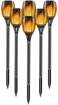 6 Pack Solar Outdoor Lights 96 LED Flickering Flames Waterproof I2061