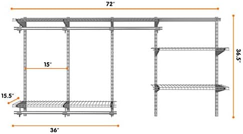 4 to 6 FT Wall-Mounted Closet Organizer Kit with Wire Shelving and Hanging Rods O328169