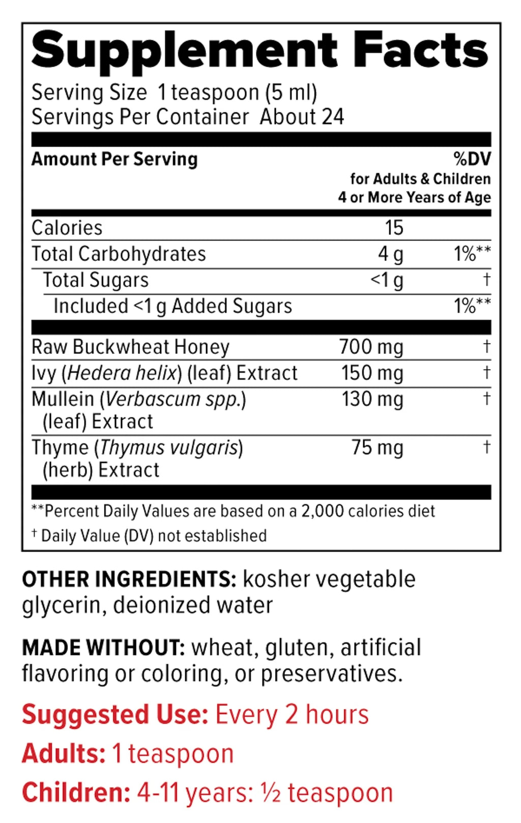 Natural Cough Suppressant Syrup U9509