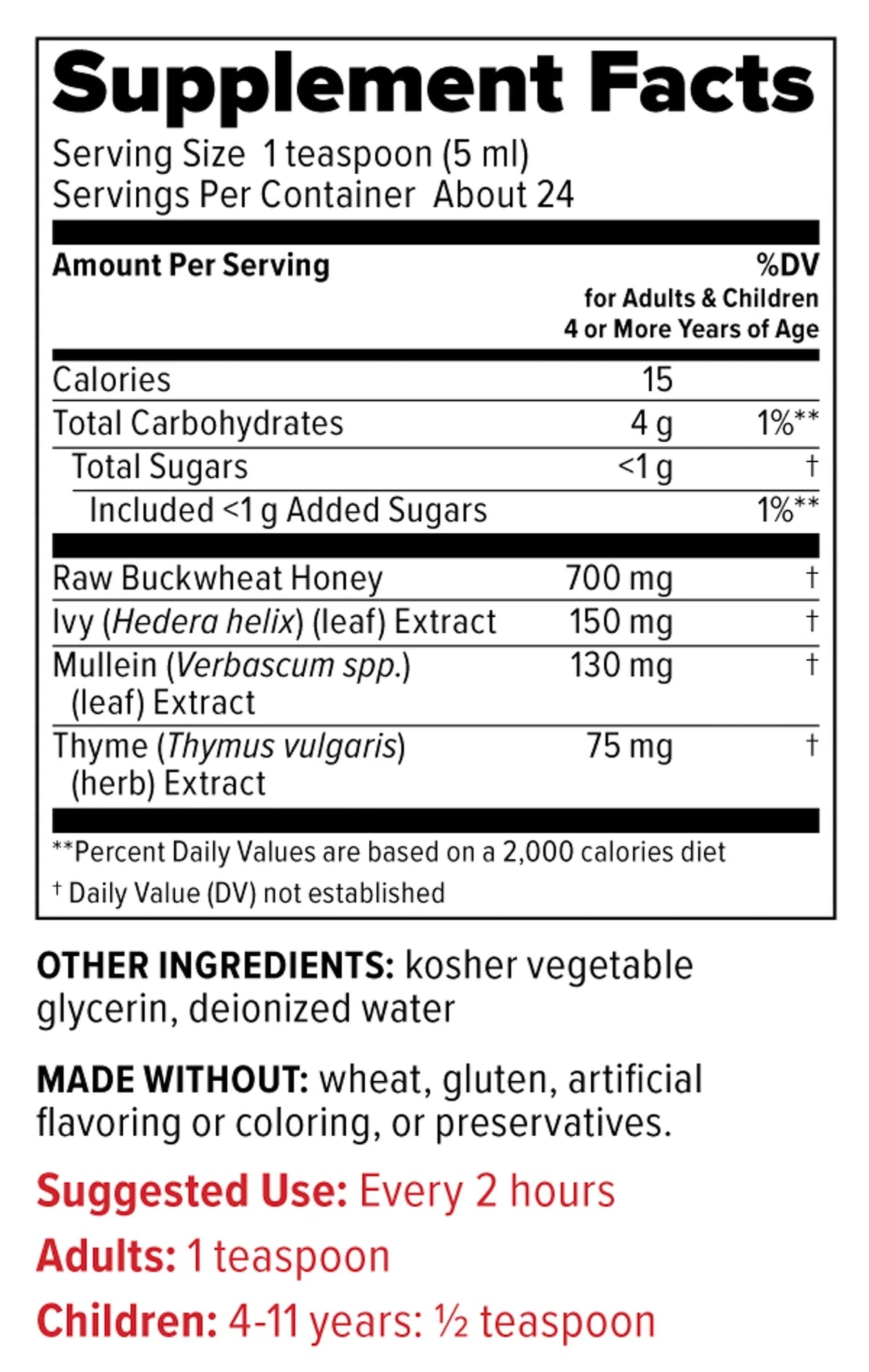 Natural Cough Suppressant Syrup U9509