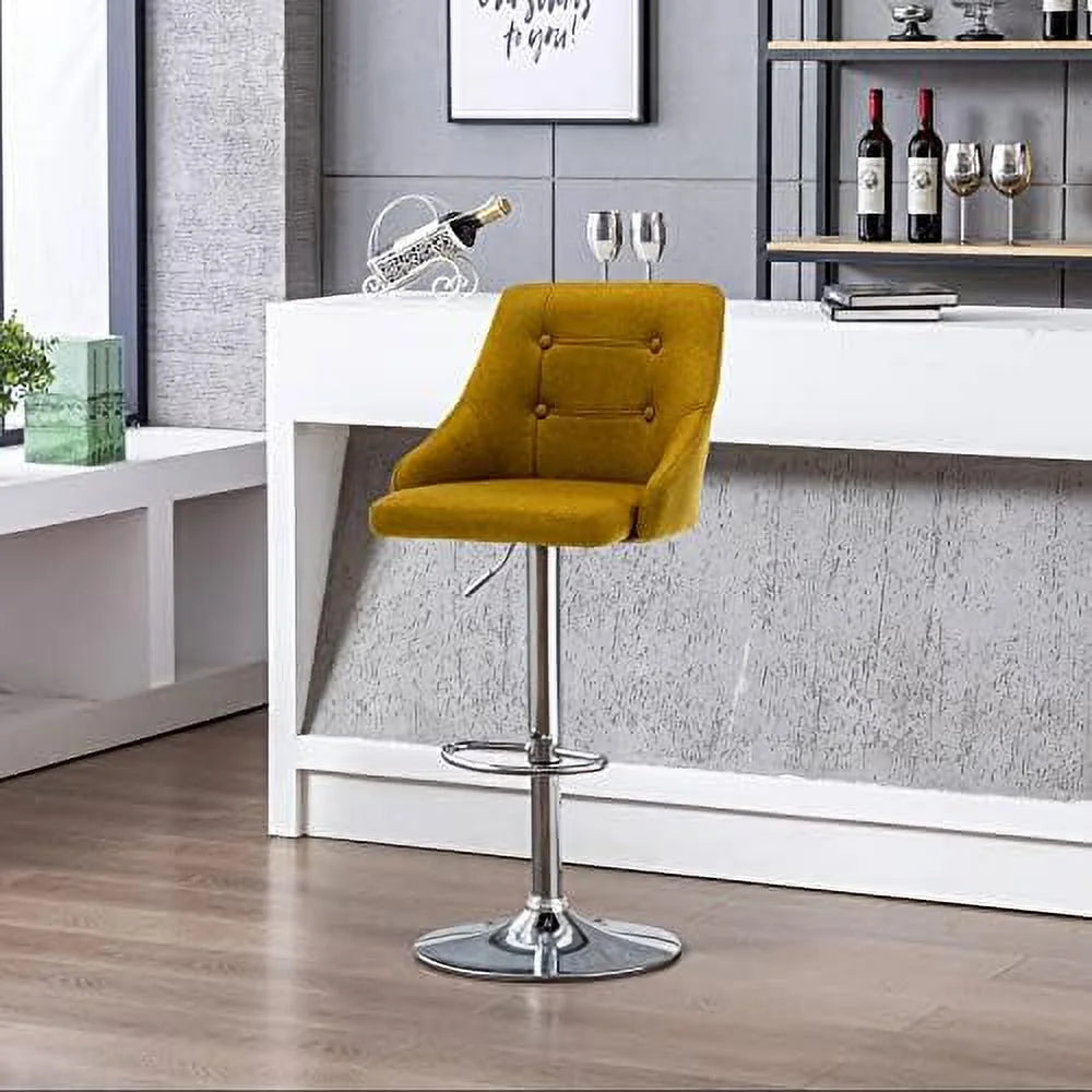 Adjustable Fabric Tufted Swivel Barstool with Back O45129