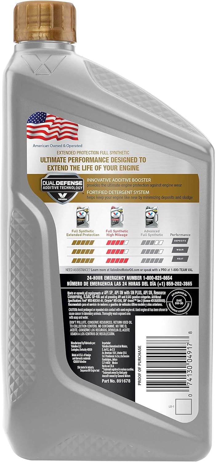 Full Synthetic Motor Oil SAE 5W-30 1 QT, Case of 6, Pack of 2 D416