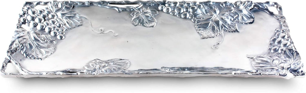 Metal Grapevine Oblong Serving Tray Sand Casted in Aluminum 19 inch x 8 inch K99356