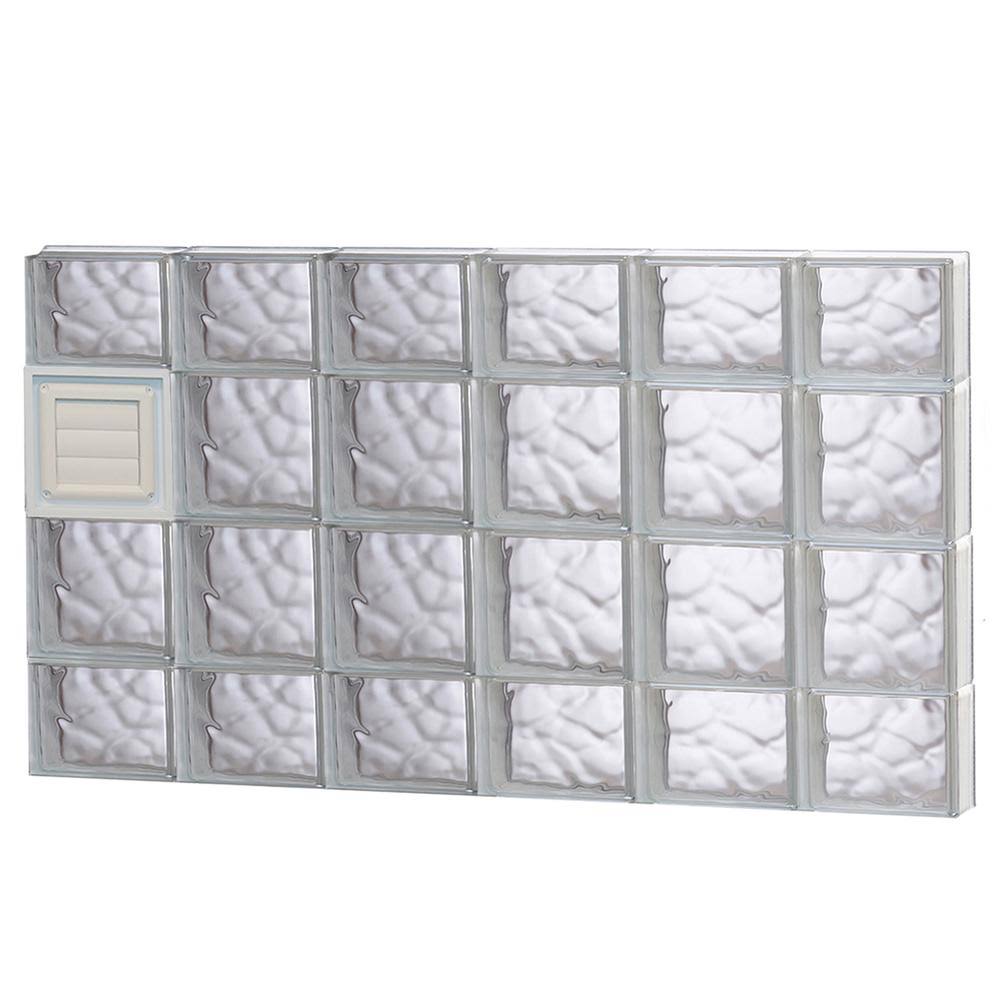 Wavy Glass Pattern Frameless Replacement Glass Block Window D89736