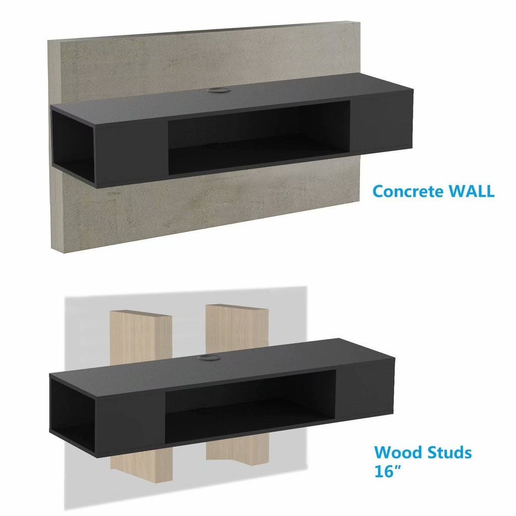 Wall Mounted TV Media Console Storage Hutch - 43.3 - Black O911