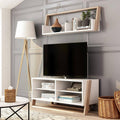 Beige 2-Piece TV Console with 6-Shelves Q20286