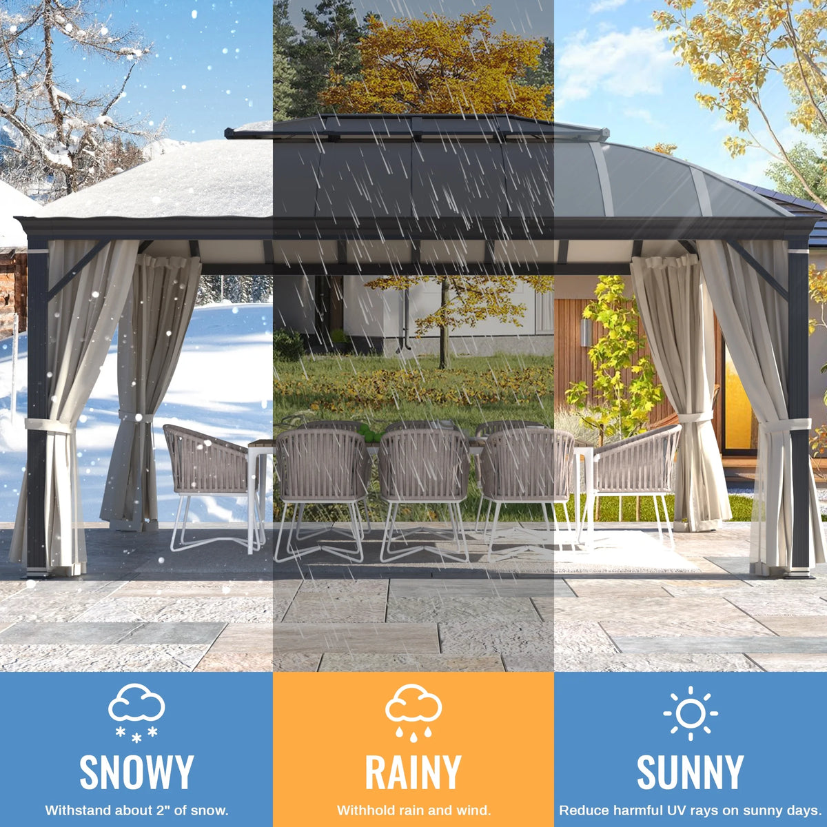 12'x16' Hardtop Aluminum Patio Gazebo with Aluminum Composite Double Roof T695771