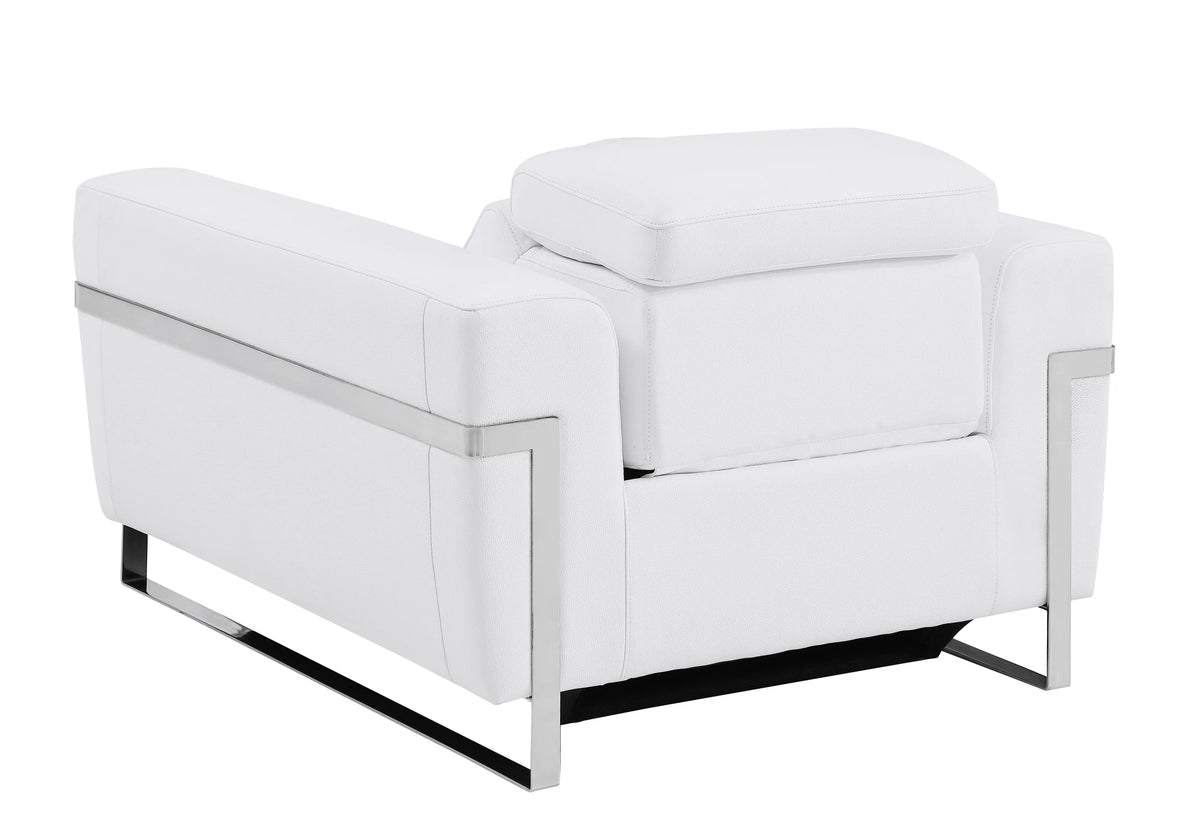 White Top Grain Italian Leather Power Recliner Chair V492