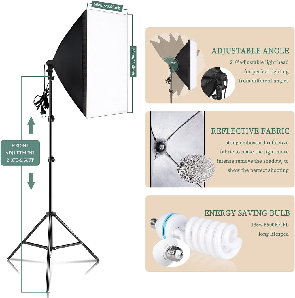 Photography Lighting Kit 7X 10FT Background Support System Softbox Continuous Lighting Kit E2503