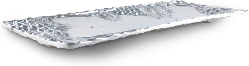 Metal Grapevine Oblong Serving Tray Sand Casted in Aluminum 19 inch x 8 inch K99356