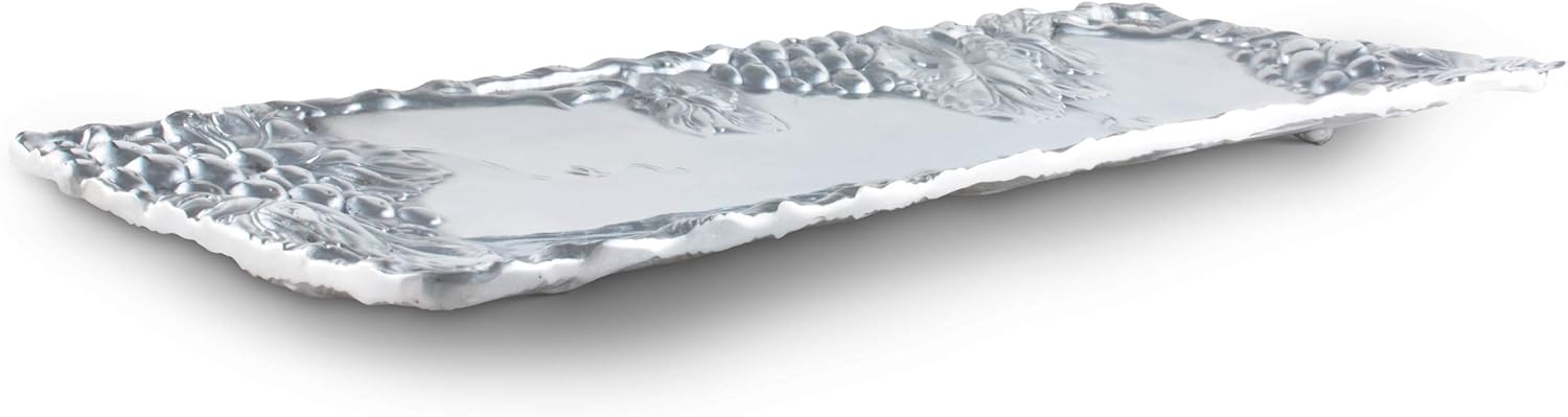 Metal Grapevine Oblong Serving Tray Sand Casted in Aluminum 19 inch x 8 inch K99356