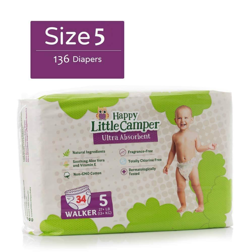 Happy Little Camper Ultra-Absorbent Hypoallergenic Natural Disposable Baby Diapers R32733