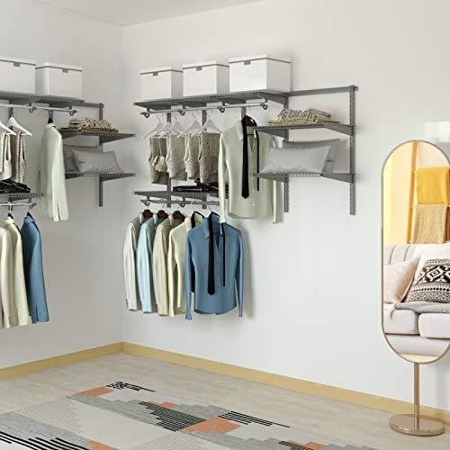 4 to 6 FT Wall-Mounted Closet Organizer Kit with Wire Shelving and Hanging Rods O328169