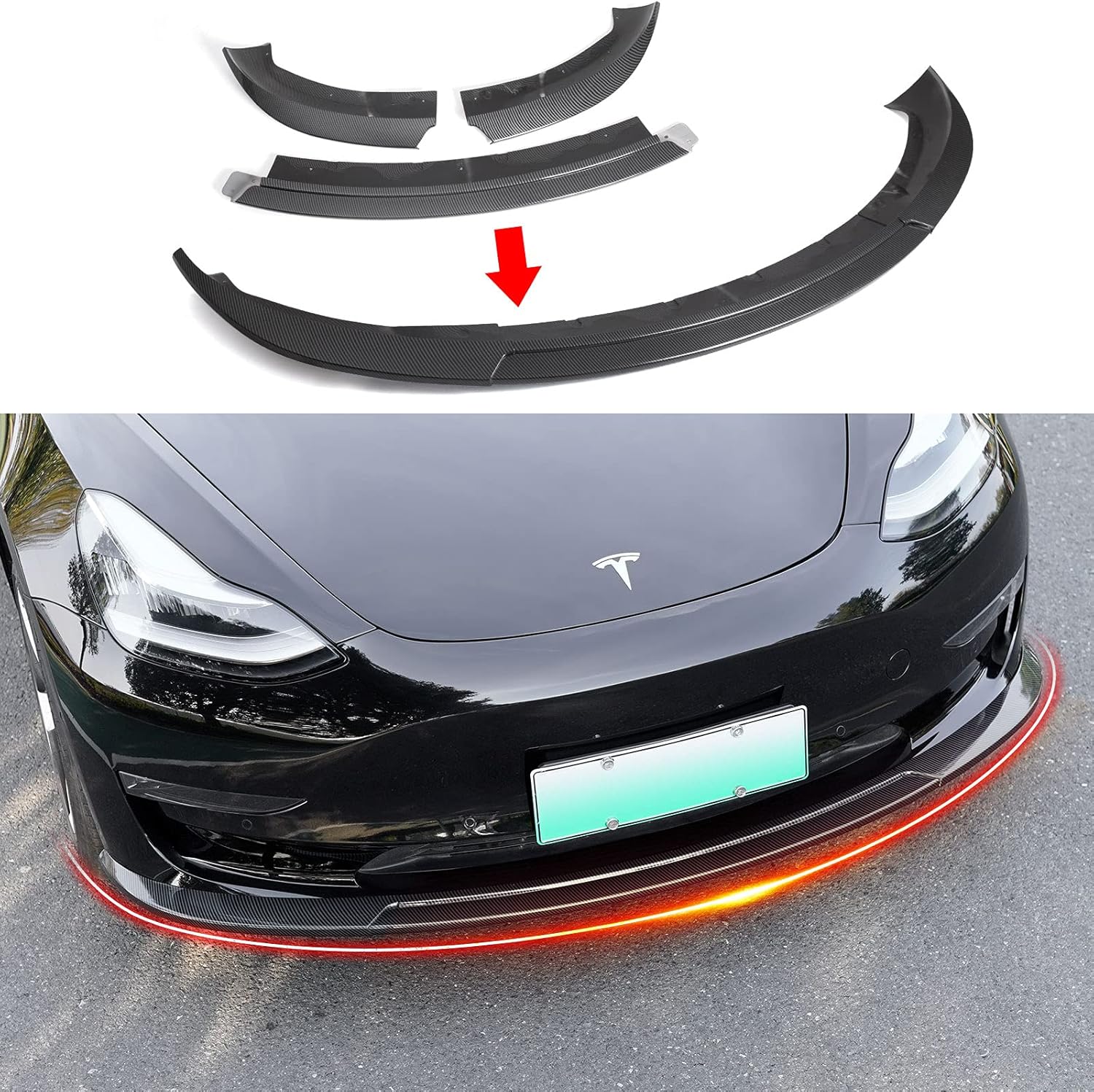 Glossy Black Front Bumper Lip Spoiler Splitter C6135