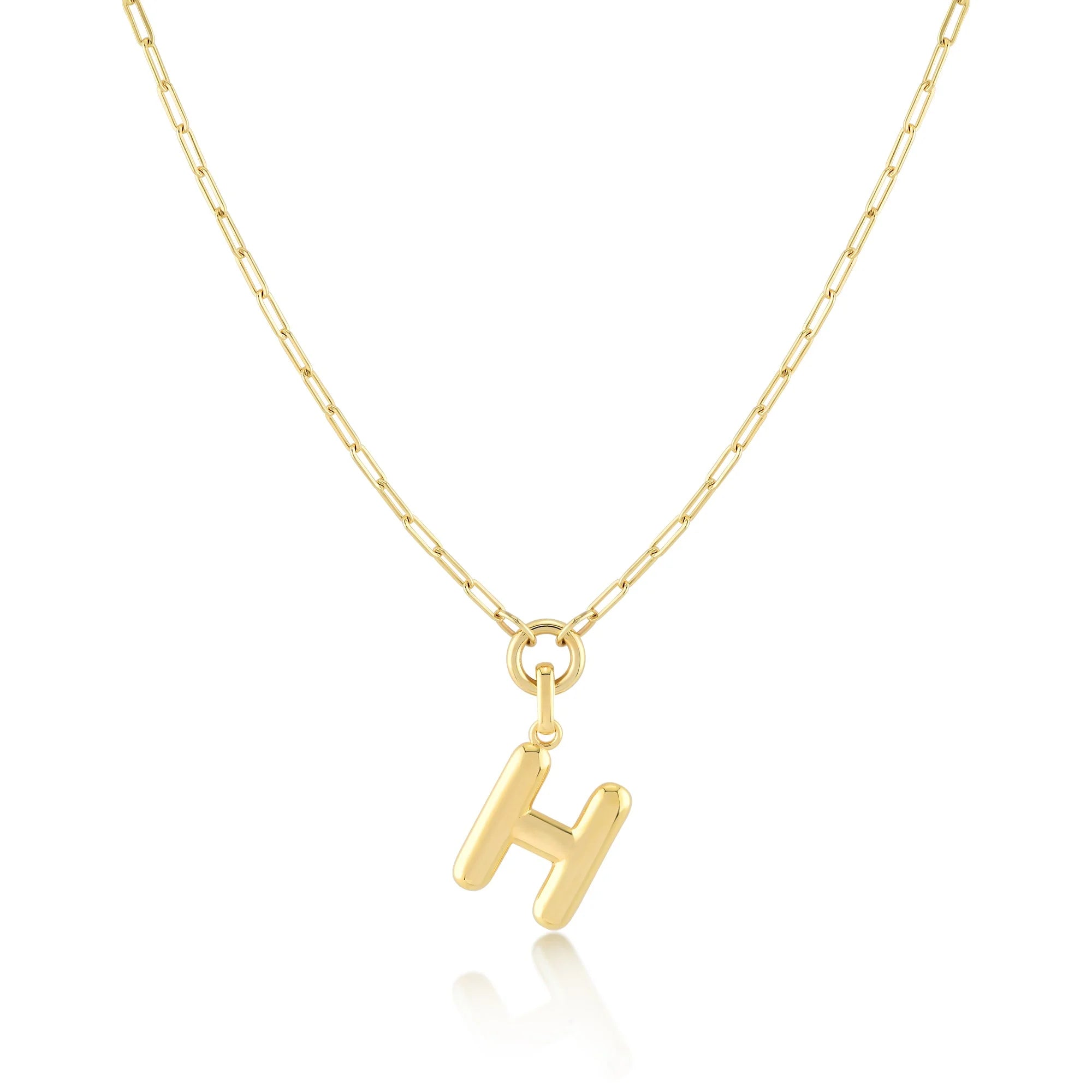 Gold-Filled Initial Necklace with A-Z Pendant Paperclip Chain H27224