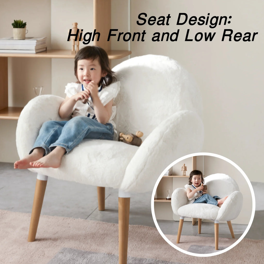 Sherpa Chair Faux Wool White Solid Wood Frame Arm Chair H325132