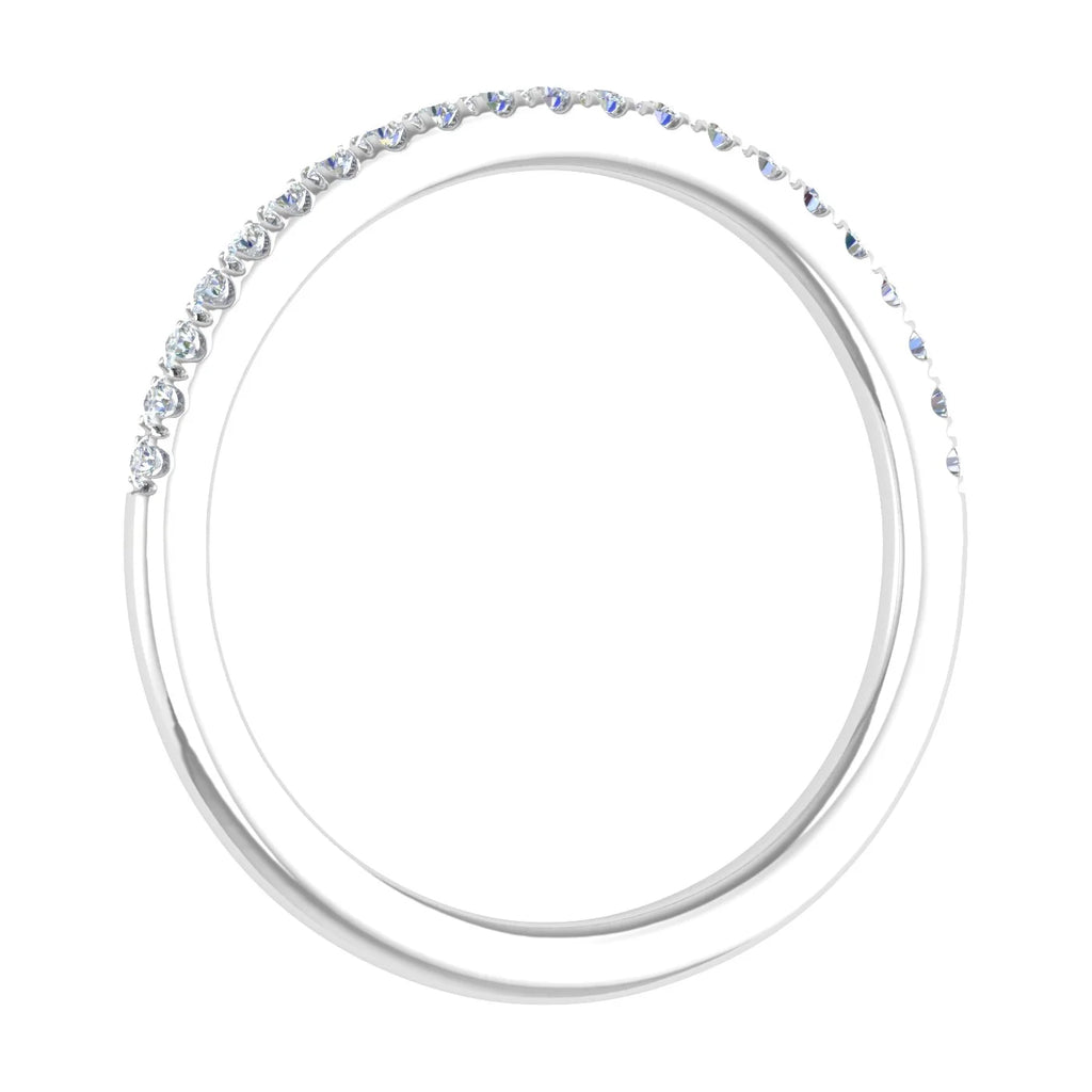 14K White Gold Half Eternity Diamond Wedding Band Ring A606626