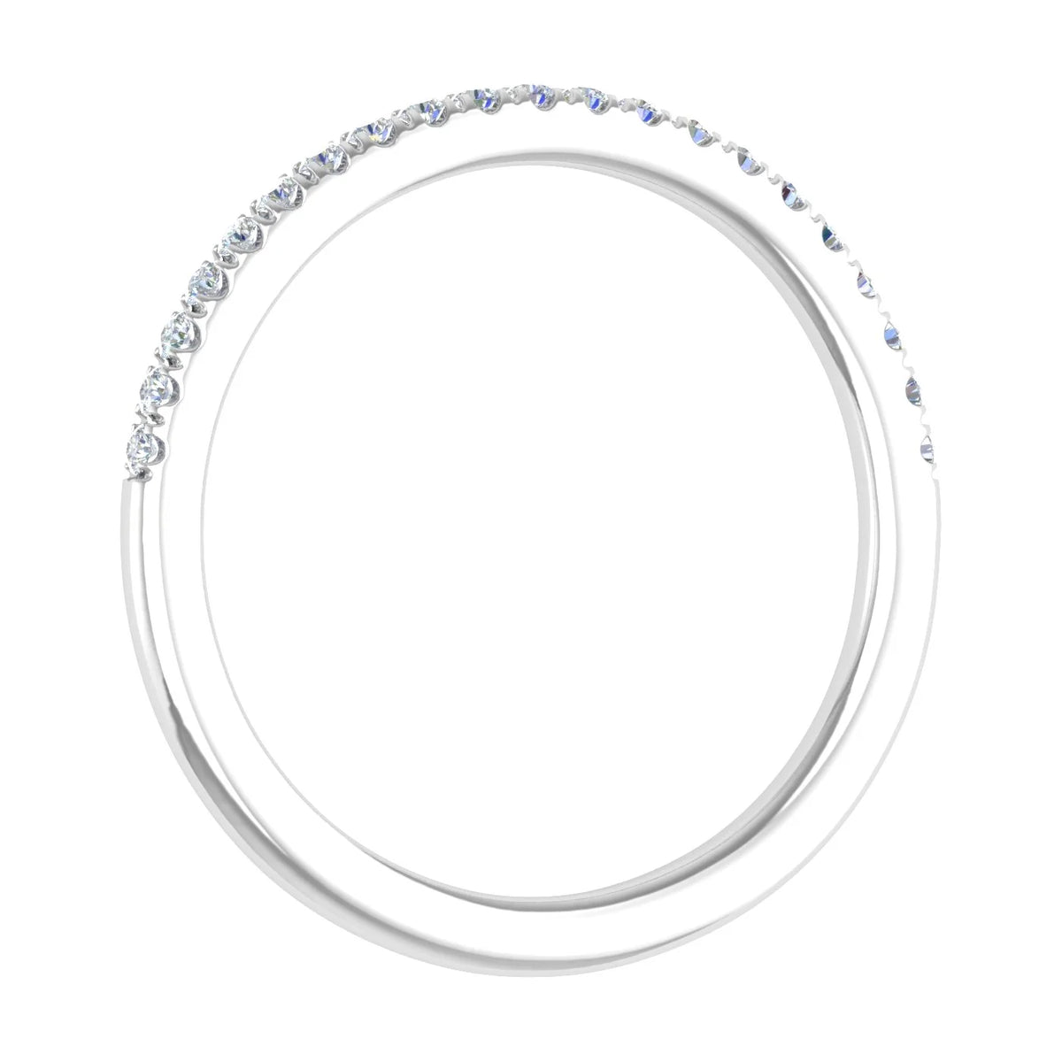 14K White Gold Half Eternity Diamond Wedding Band Ring A606626