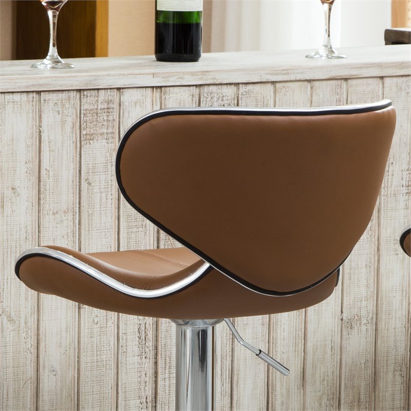 Faux Leather Swivel Barstool in Camel - Set of 4 H8223