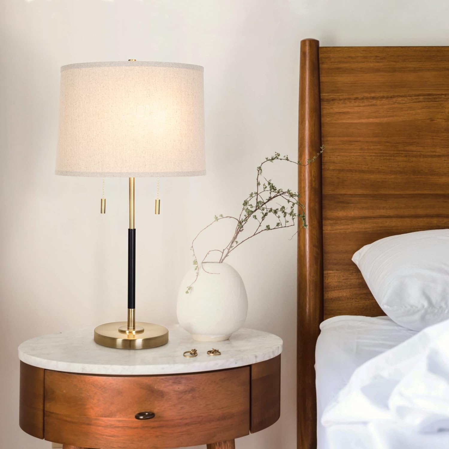 Black & Antique Brass 2-Light Table Lamp Z9035