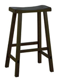 Black Set of 2 Wooden Counter Height Stool with Saddle Seat K3178