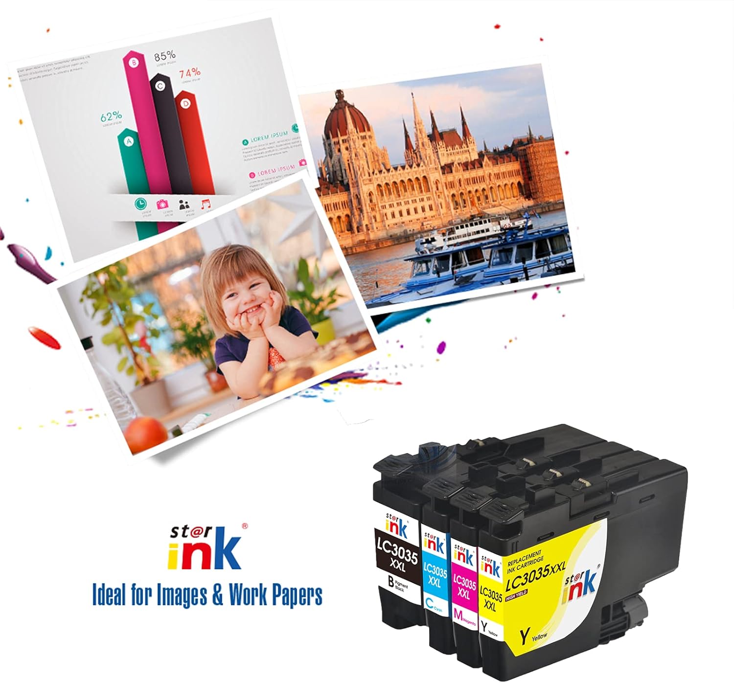 Compatible Ink Cartridge for Brother Printer, 4 Packs K7119