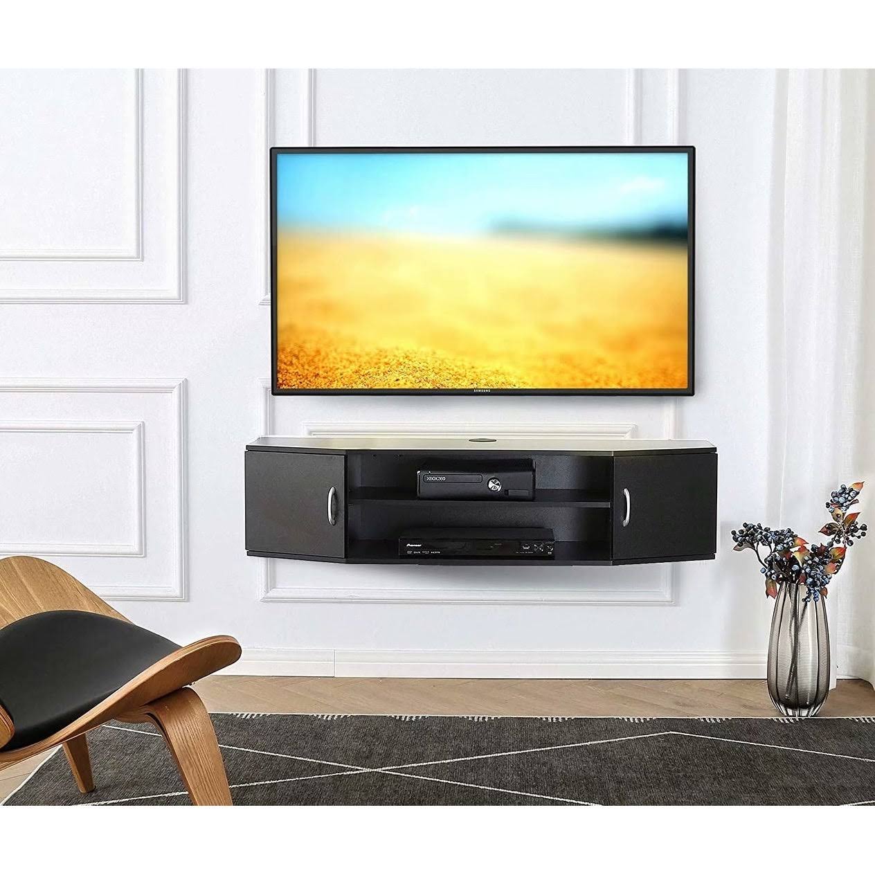 Wall Mounted TV Media Console Storage Hutch - 43.3 - Black O911