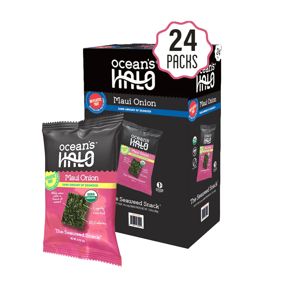 24 Pack Organic Seaweed Snacks, Maui Onion, .14oz Each G64748