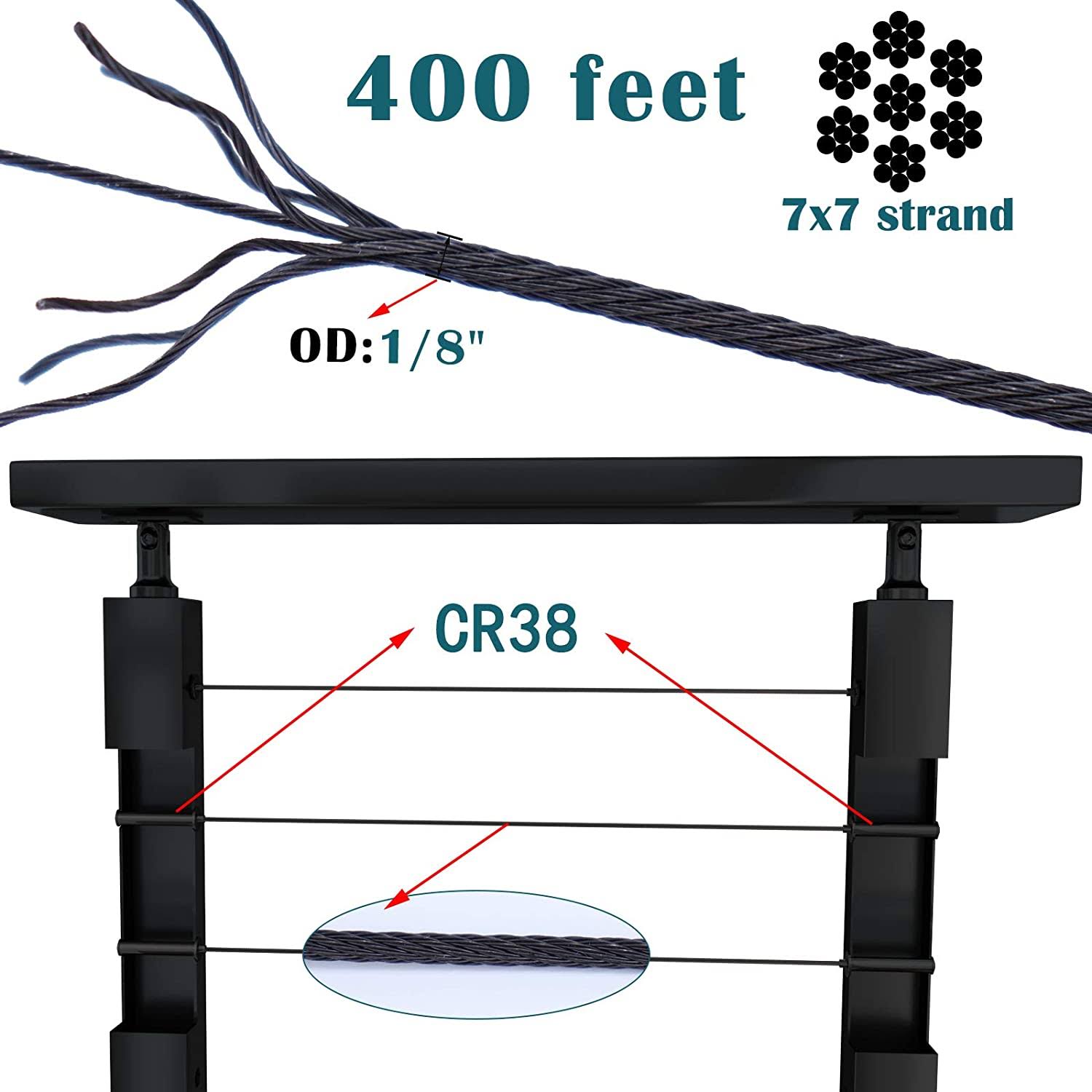 Black Wire Rope Cable Railing T316 Stainless Steel L228