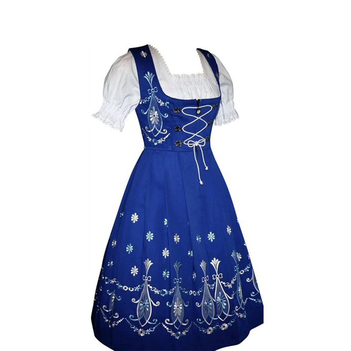 Blue Cotton 3 Piece Dirndl Dress L809