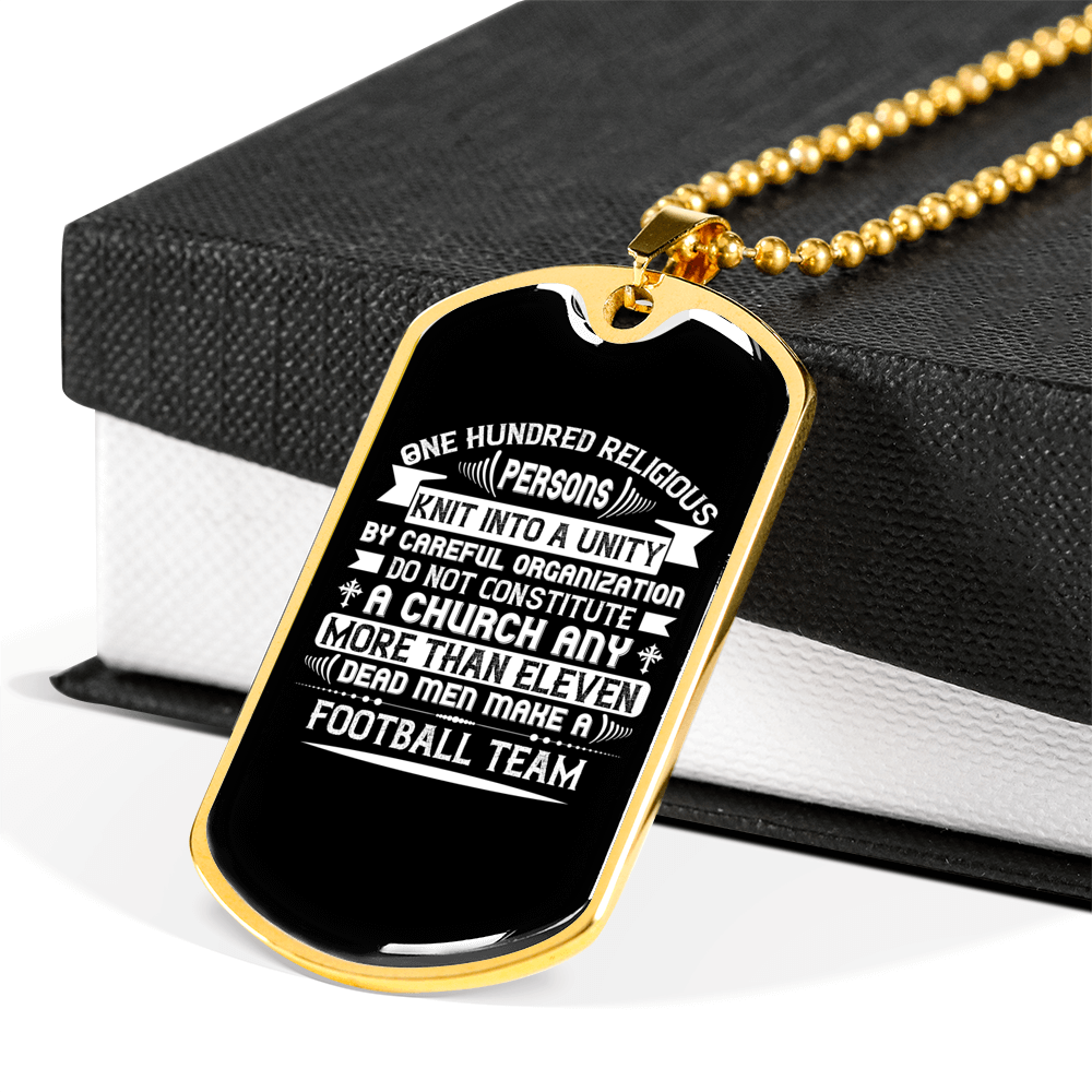 Stainless Steel or 18k Gold Dog Tag Necklace with 24" Chain A3598