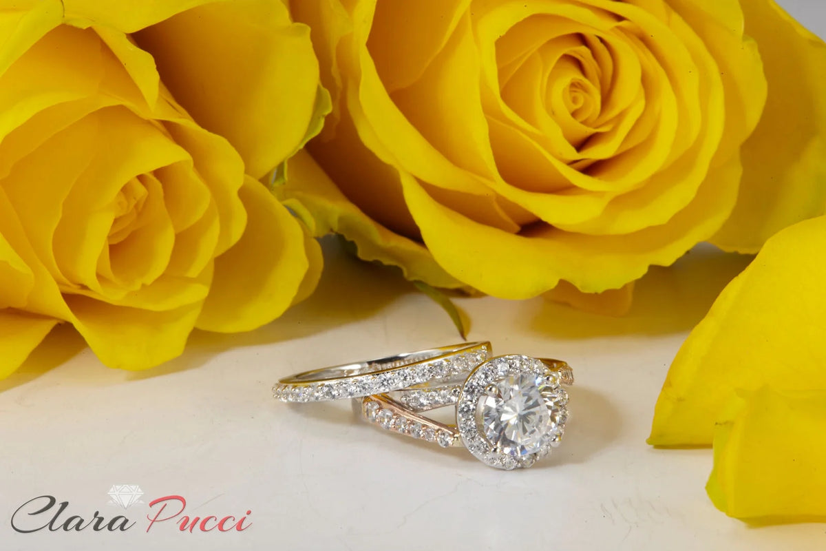 18K White Rose Gold Halo Engagement Ring with Diamond H330288
