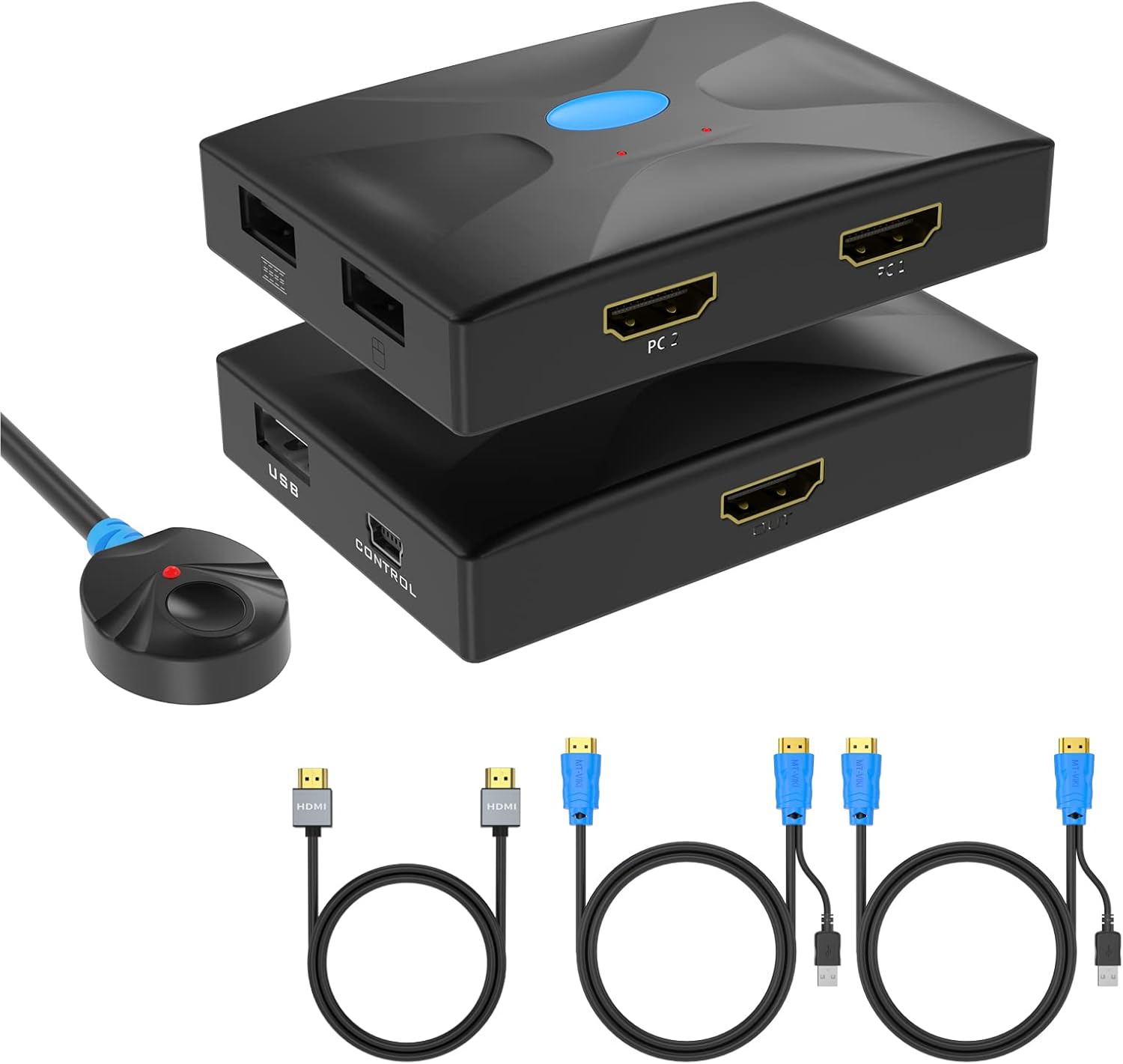 KVM Switch HDMI 8 Port 4K@30Hz 8 in 1 Out with 9pack Cables 4 USB 2.0 Hubs Desktop Selector IR Remote Rack Mount Ears P69364