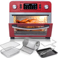 Red Stainless Steel Countertop Toaster Oven with Air Fryer and Rotisserie Assembly M5217