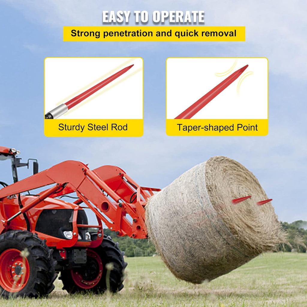 Hay Bale Spear 3000 lbs Capacity 1 3/4 inches Wide with Nut and Sleeve B46081