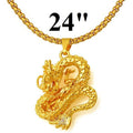 18k Gold Filled Dragon Pendant Cuban Link Chain 24" Necklace F973322