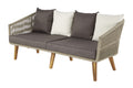 Gray Woven Rope Wood Outdoor Sofa with Polyester Cushions B466
