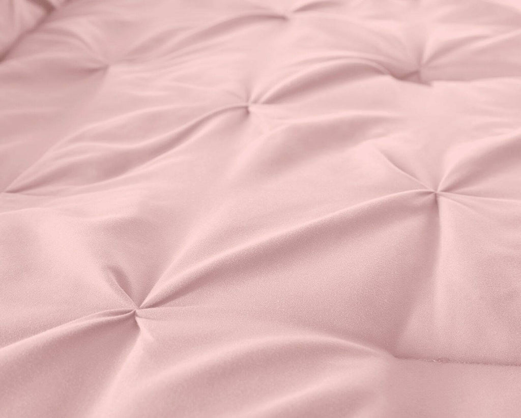 Pink 7 Piece Pinch Pleat Pintuck Bedding Comforter Set King A123