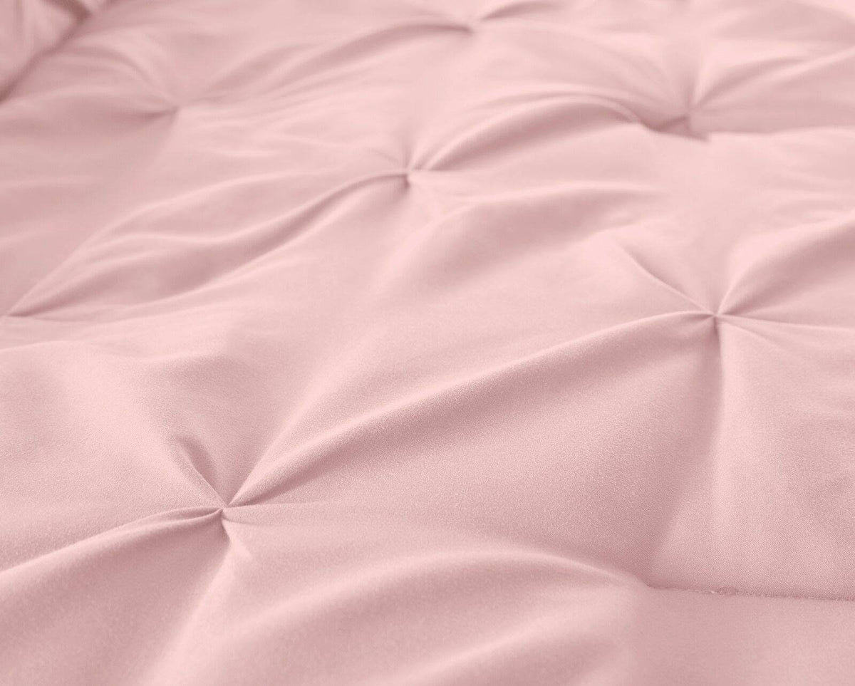 Pink 7 Piece Pinch Pleat Pintuck Bedding Comforter Set King A123