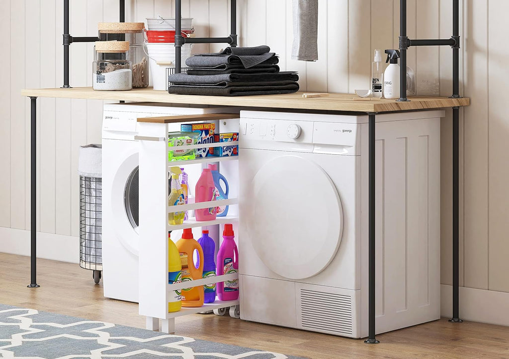 White 4 Tiers Slim Rolling Storage Cart R44269