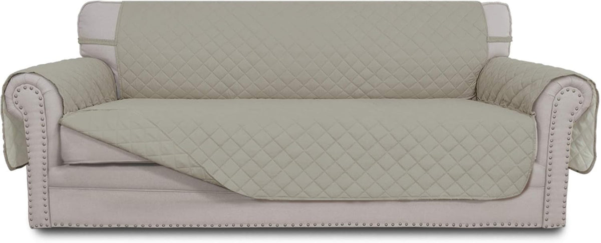 Light Gray Reversible Sofa Slipcover with Elastic Straps M8308