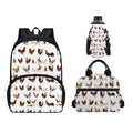 Cock Print Backpack 3-Piece Schoolbags Set with Front Zipper Pocket B908053