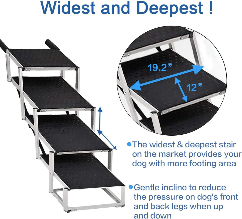 Foldable Aluminum Dog Stairs 4 Steps with Nonslip Surface X877