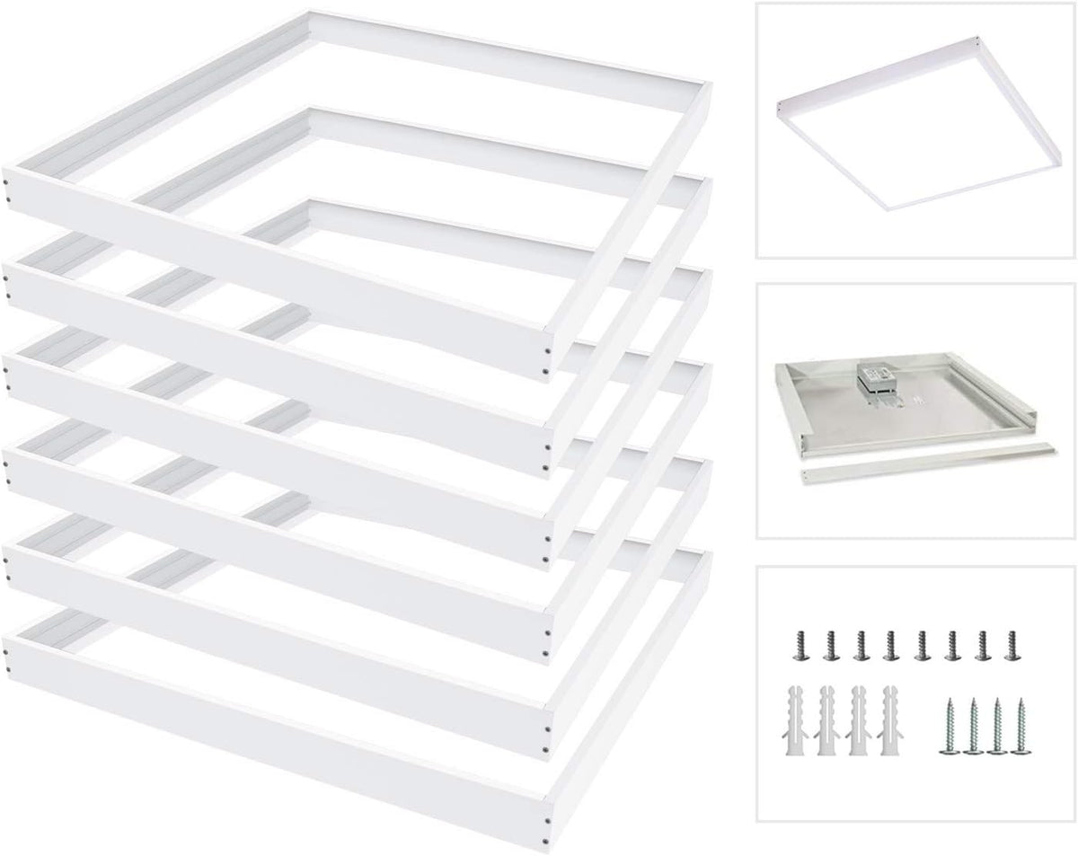 2x2 FT Surface Mount Kit for LED Flat Panel Light - Aluminum 24x24 inch Ceiling Frame Kit E606415