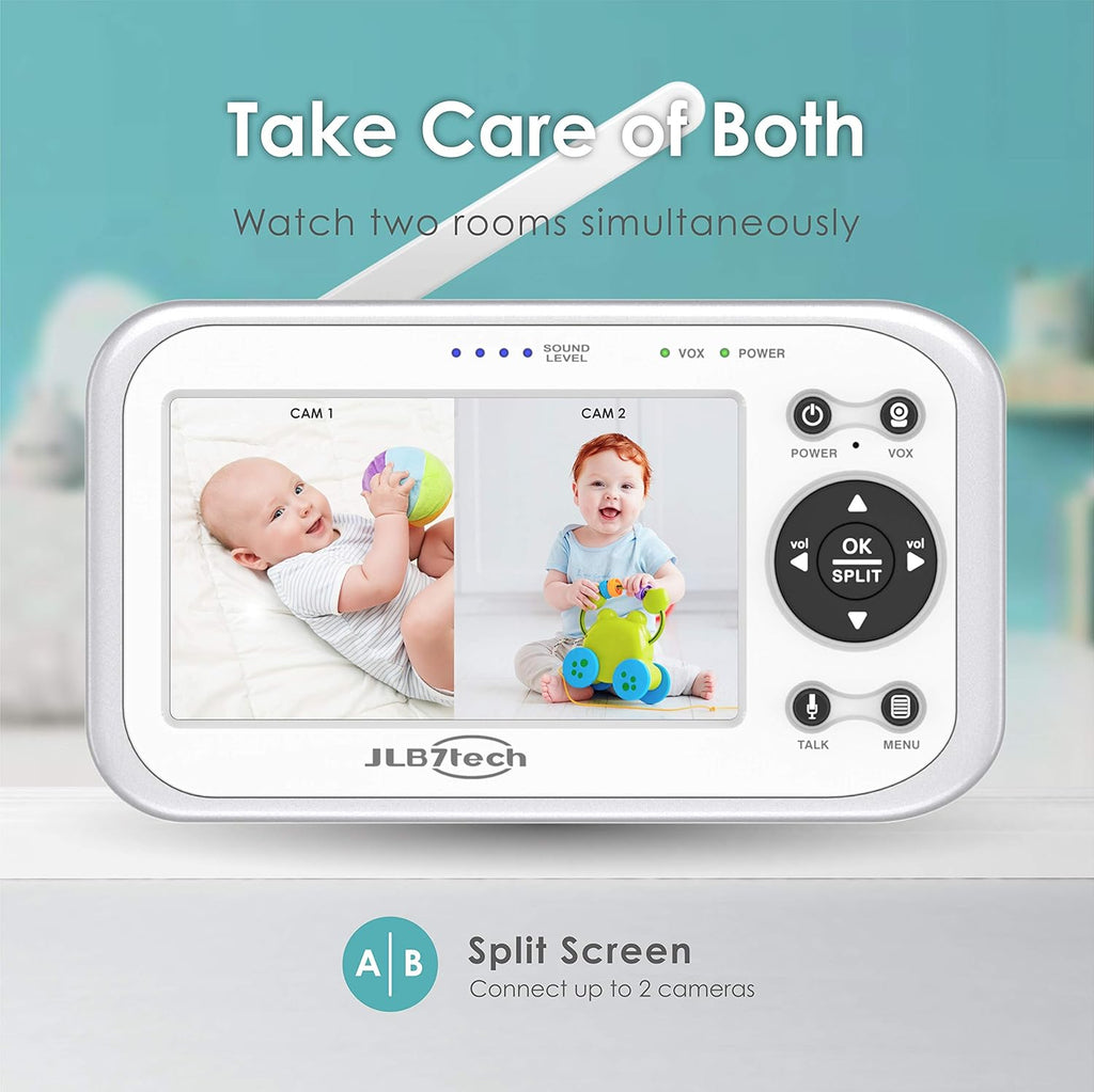 4.3 Split Screen Video Baby Monitor with 2 Cameras and Audio O65856
