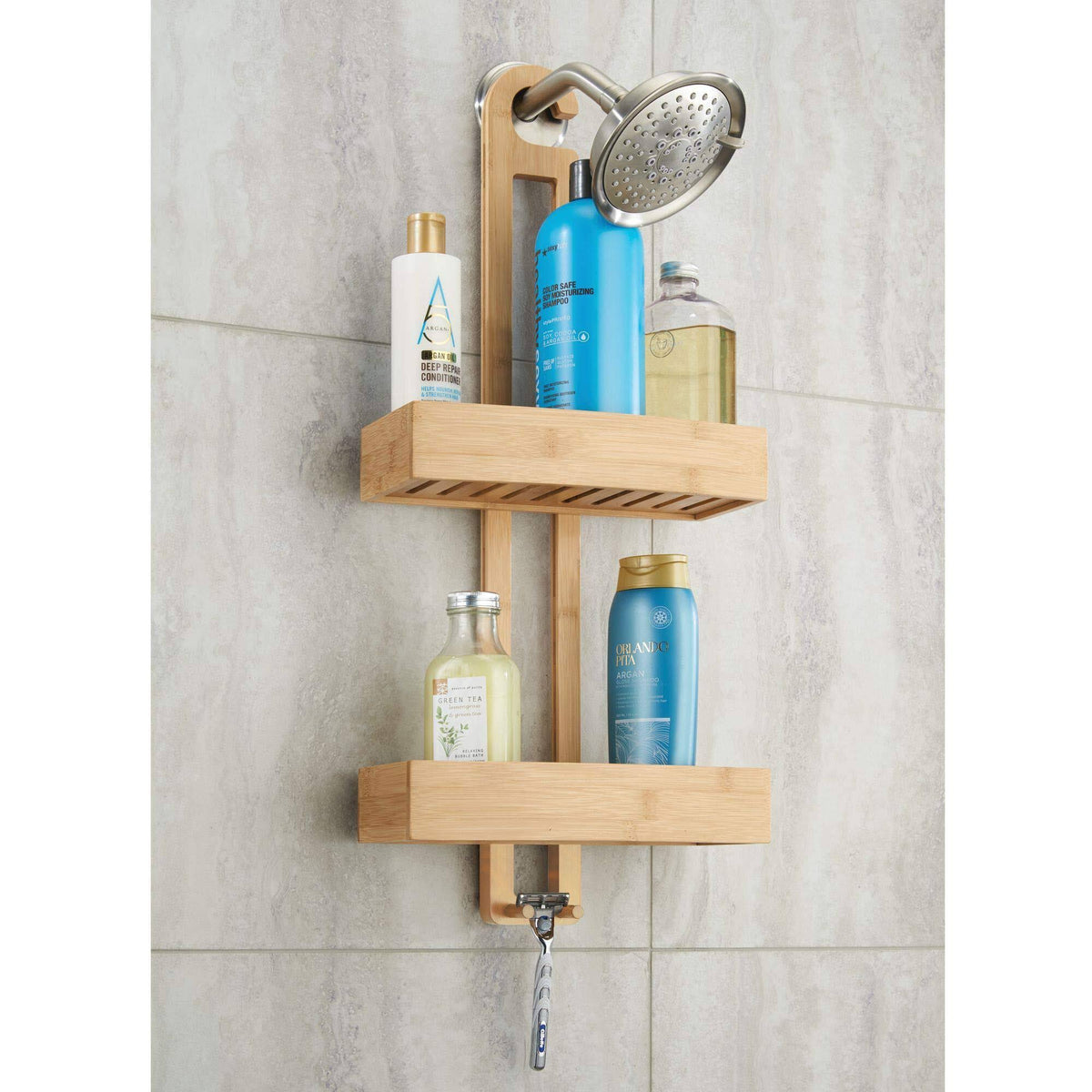 Natural Bamboo Bathroom Shower Caddy Q758074